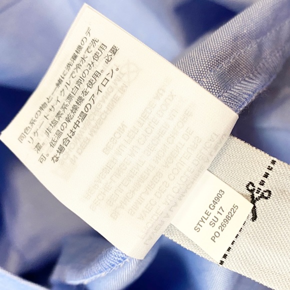 J. CREW Oxford Cotton Tie Bow Back Top Blouse 2 - Picture 6 of 7